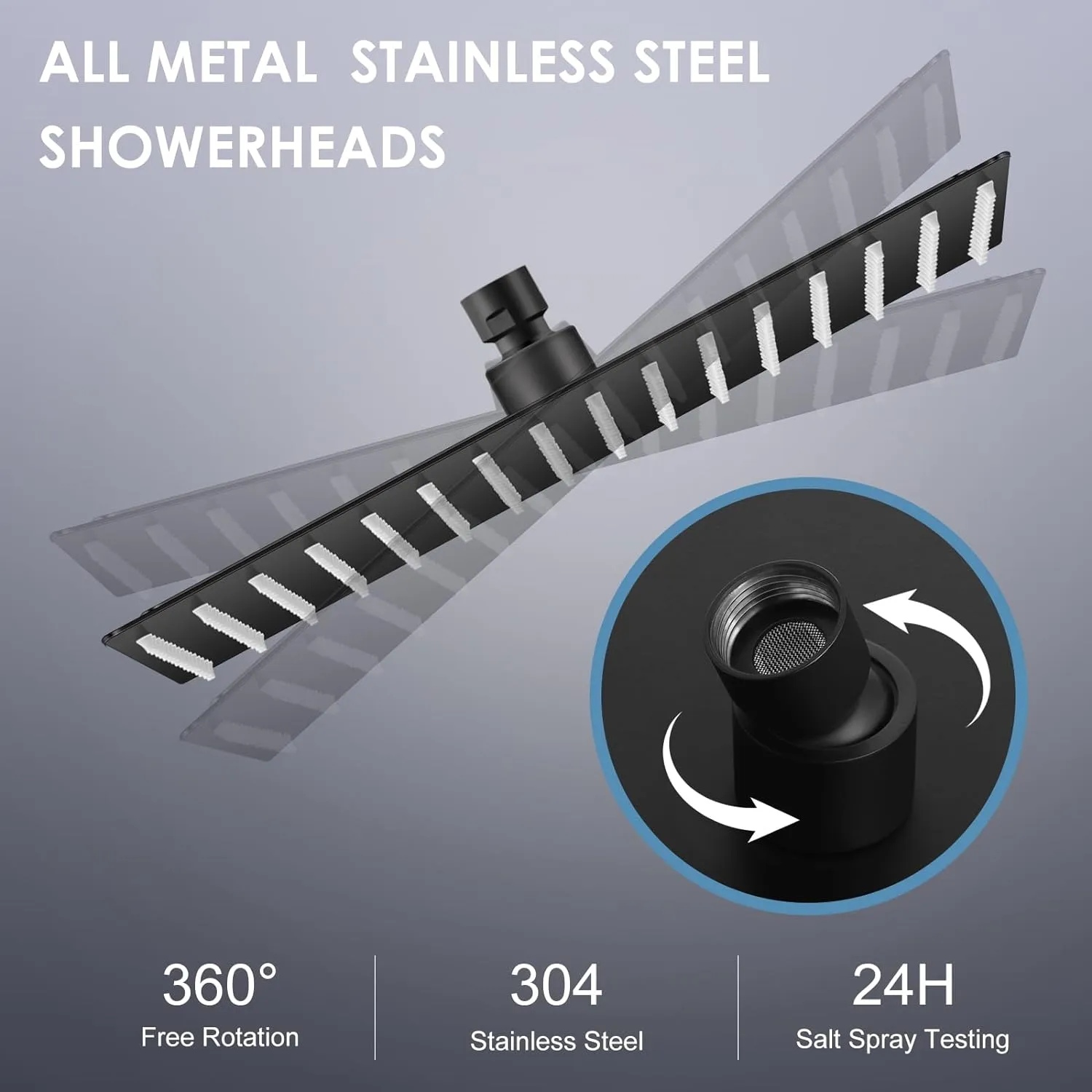 16 inch Matte Black Large Rain Shower Head - All Metal 304 Stainless Steel, Full Body Rainfall Shower with 324 Silicone Nozzles - Waterfall Bathroom Square Showerheads, Ceiling Mounted