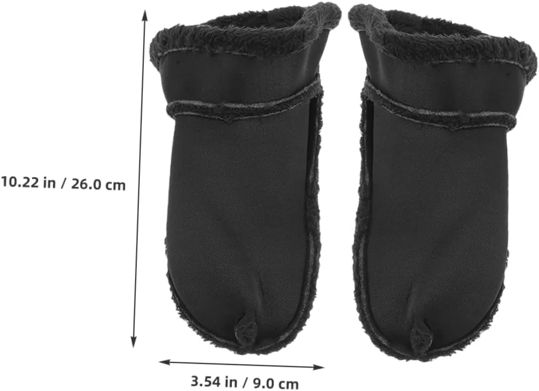 2 Pairs Velvet Lined Shoe Covers Slippers Size 4 Fleece Slippers for 1-3 Sizer Sandals Cushy Cold Locks Winter Warm Clog Liner Sticker Black Plush
