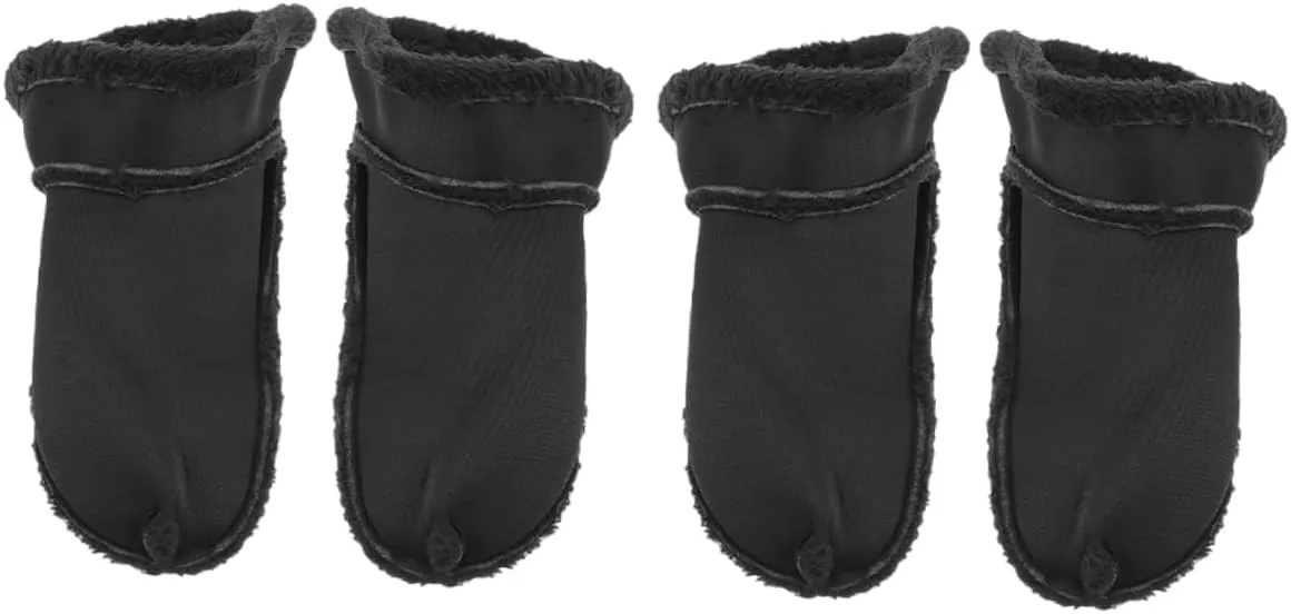 2 Pairs Velvet Lined Shoe Covers Slippers Size 4 Fleece Slippers for 1-3 Sizer Sandals Cushy Cold Locks Winter Warm Clog Liner Sticker Black Plush