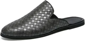 AAGAZA Slippers Men Casual Slippers British Wind Baotou Half Drag Leather Men Shoes Breathable Slip on Lazy Loafers Men's Plus Size Men's Slippers /1021 (Color : Gray, Size : 40 EU)