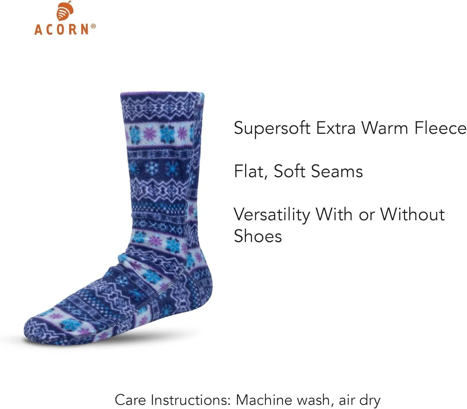 Acorn Mens and Womens Versafit Fleece Sock: Super Soft & Ultra-Warm, Mid-Calf Height, Flat-Flock Seams