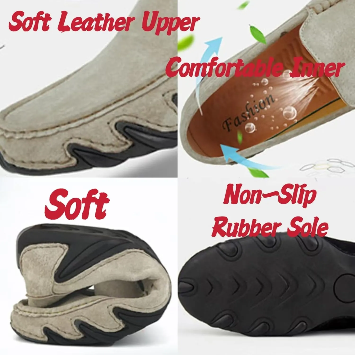 Aimery Mens Breathable Leather Casual Slip-On Loafers Summer Soft&Non-Slip Flats Driving Walking Shoes Fashion Penny Loafers
