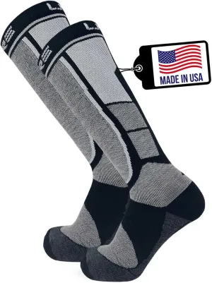 Alpaca Wool Ski Socks - Made in USA, Winter Weather Lightweight Skiing and Hunting Socks for Men and Women