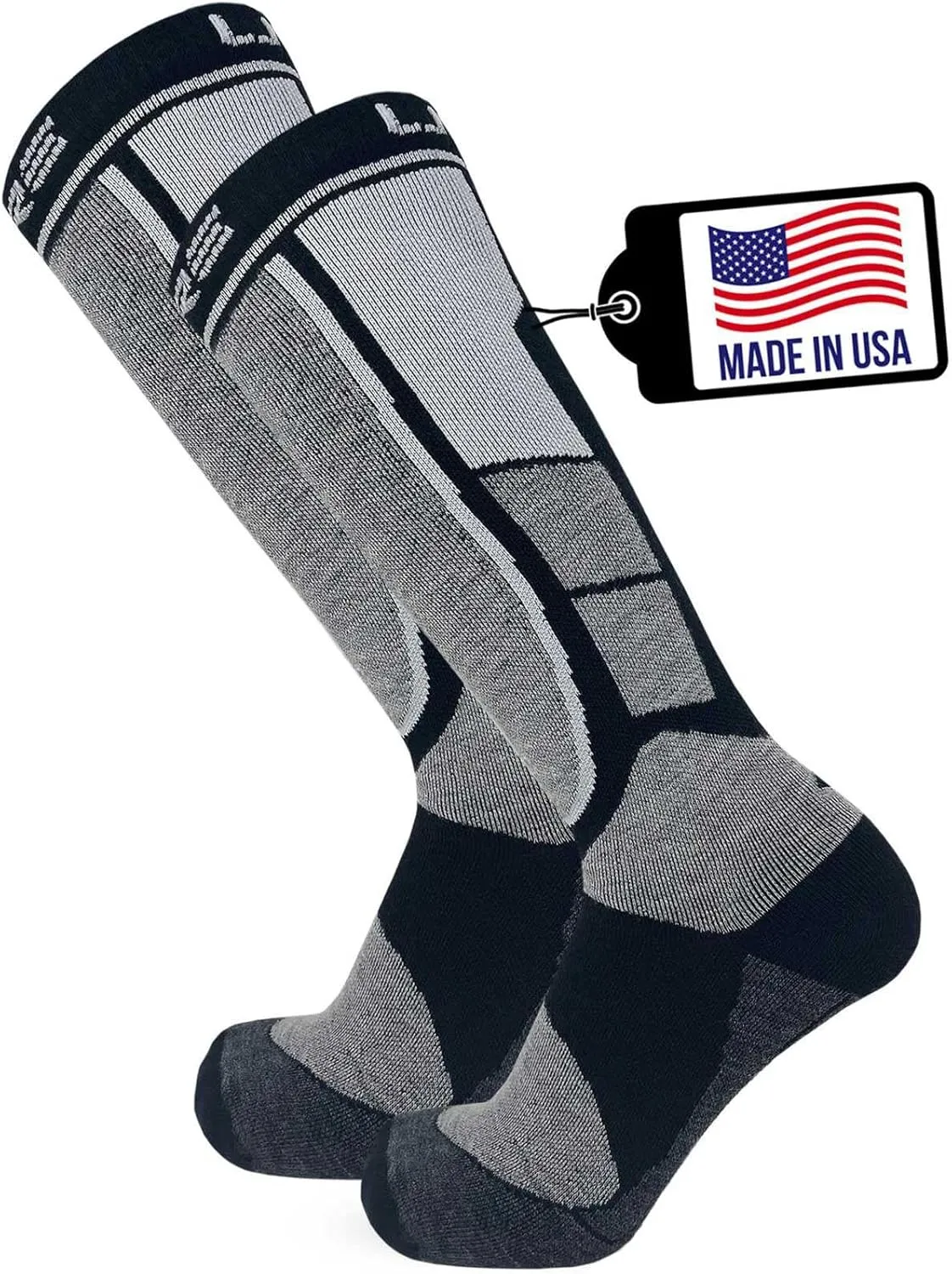 Alpaca Wool Ski Socks - Made in USA, Winter Weather Lightweight Skiing and Hunting Socks for Men and Women