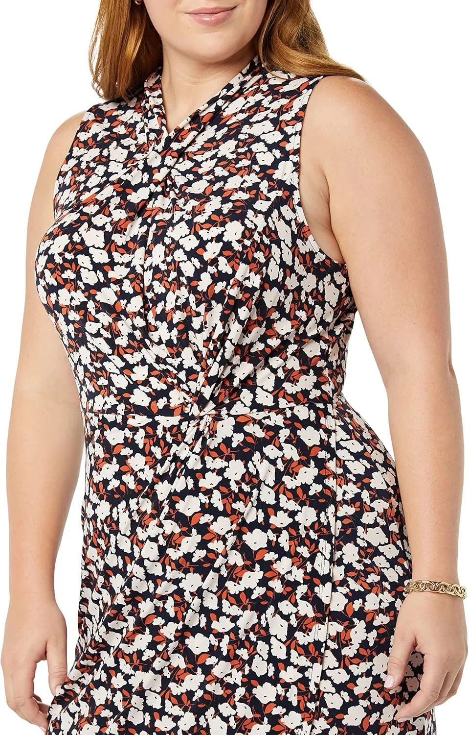 Amazon Essentials Women's Sleeveless Crossover Twist Neck Faux Wrap Dress