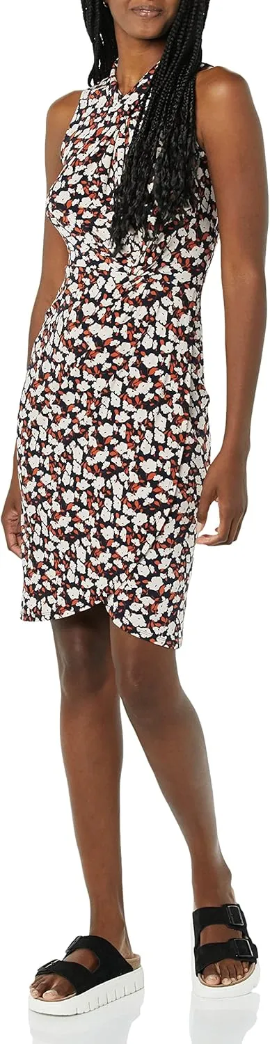 Amazon Essentials Women's Sleeveless Crossover Twist Neck Faux Wrap Dress