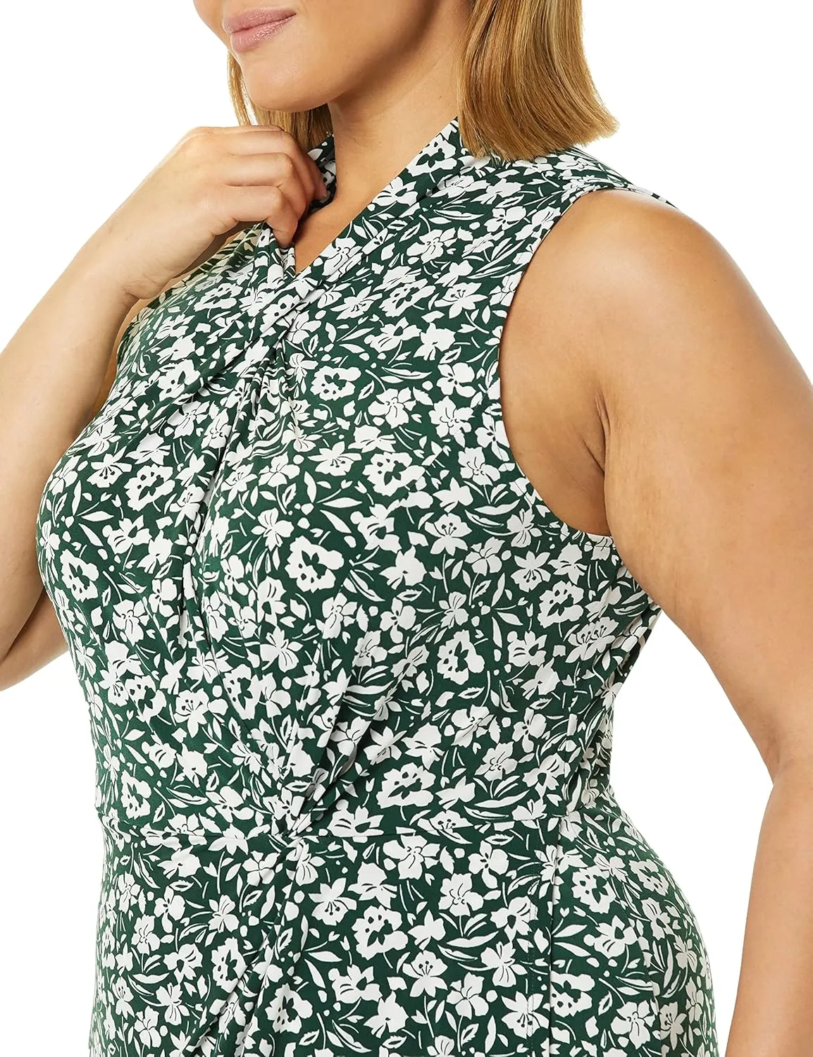 Amazon Essentials Women's Sleeveless Crossover Twist Neck Faux Wrap Dress