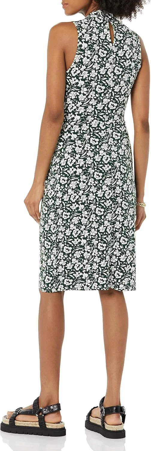 Amazon Essentials Women's Sleeveless Crossover Twist Neck Faux Wrap Dress