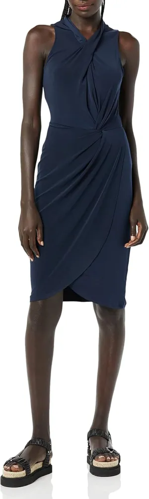 Amazon Essentials Women's Sleeveless Crossover Twist Neck Faux Wrap Dress