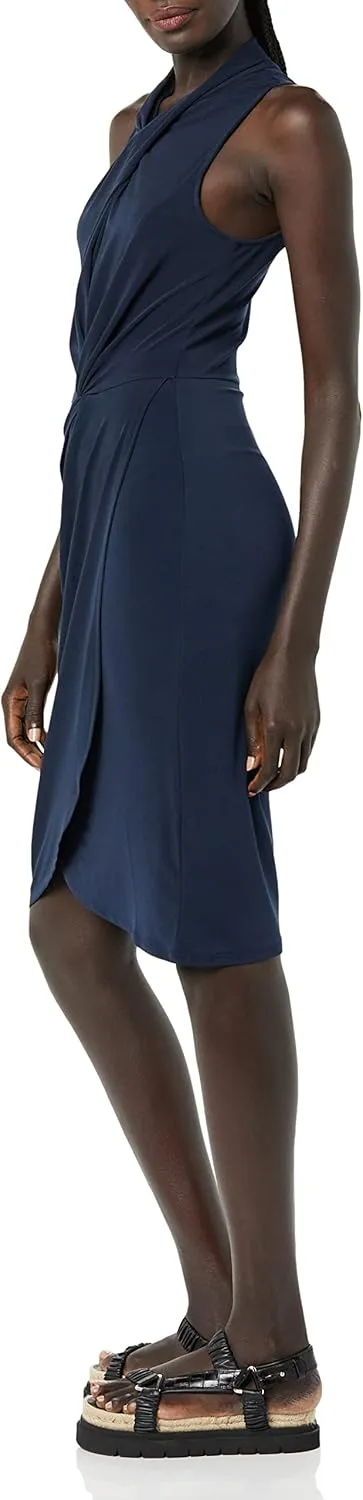 Amazon Essentials Women's Sleeveless Crossover Twist Neck Faux Wrap Dress