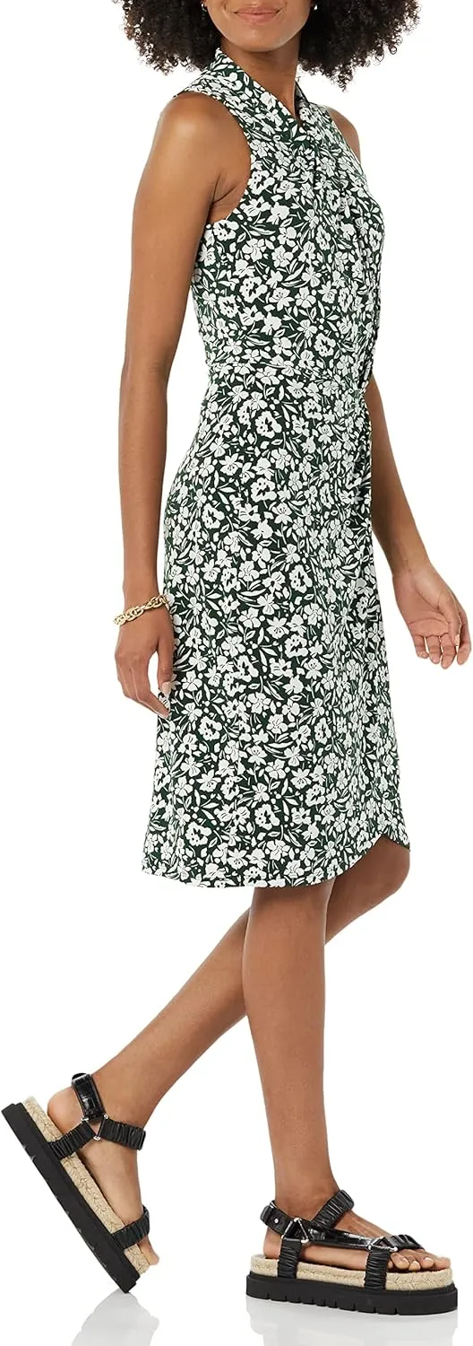 Amazon Essentials Women's Sleeveless Crossover Twist Neck Faux Wrap Dress