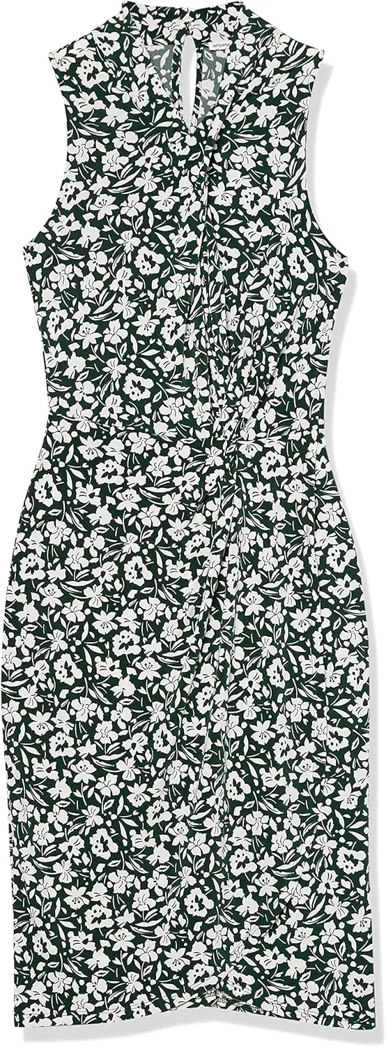 Amazon Essentials Women's Sleeveless Crossover Twist Neck Faux Wrap Dress