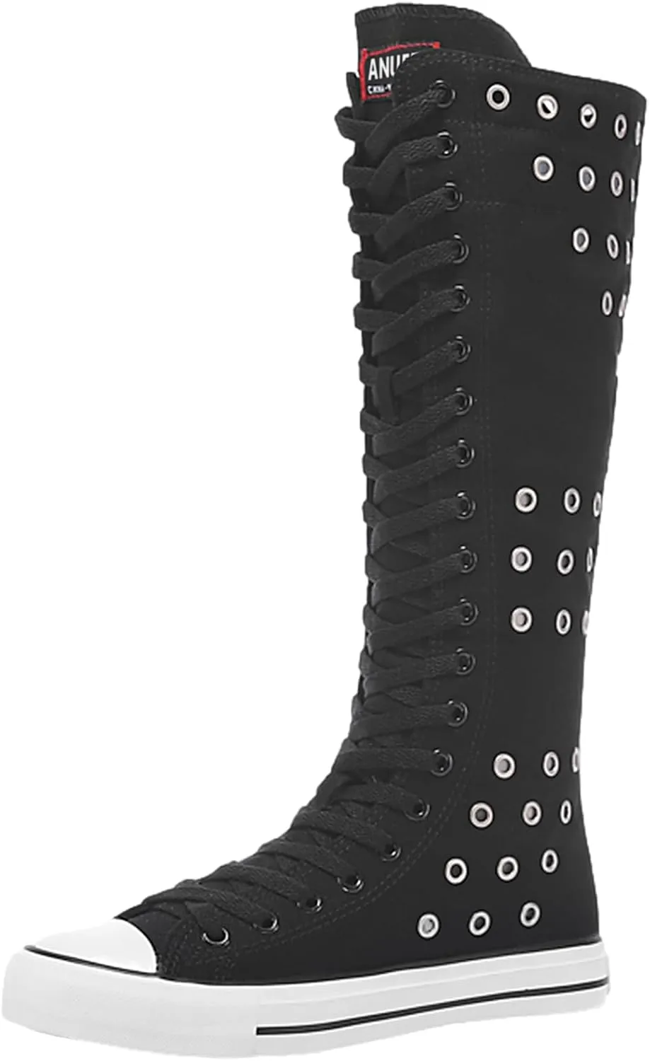 ANUFER Women Fashion Canvas Dance Boots Knee High Bicycling Boots Girls Fancy School Shoes