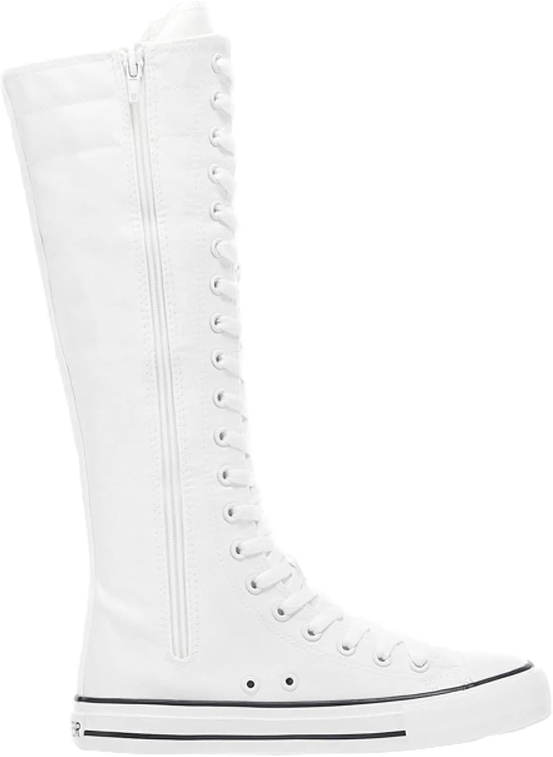 ANUFER Women Fashion Canvas Dance Boots Knee High Bicycling Boots Girls Fancy School Shoes