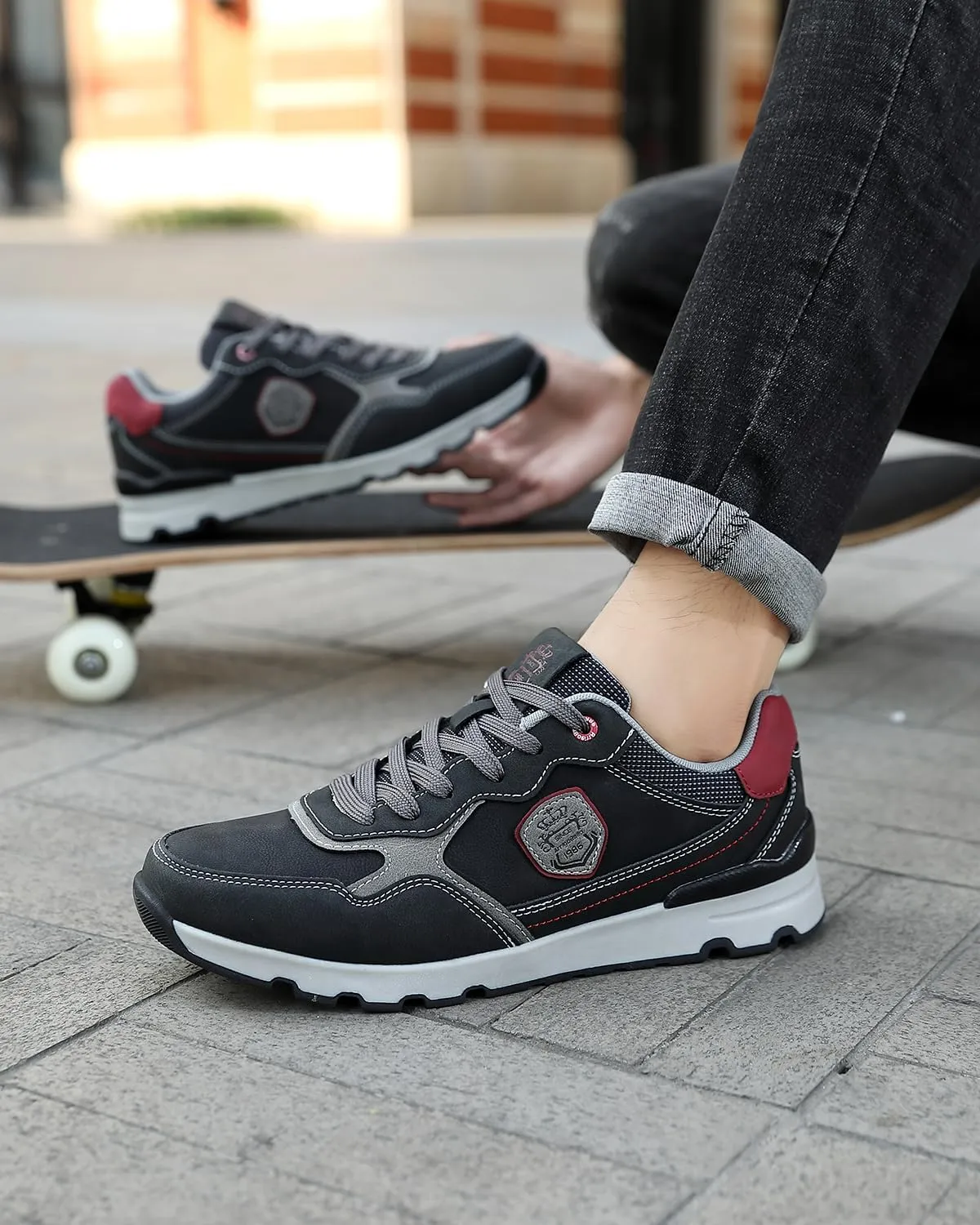 ARRIGO BELLO Men Shoes Casual Sneakers Fashion Low-Top Leather Non-Slip Walking Trainers Size 8-12