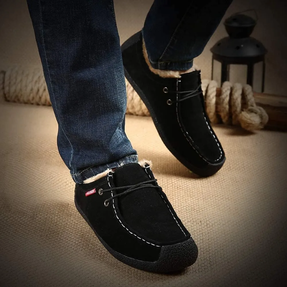 Asifn Men Slip On Moccasin Slippers Loafers Suede Indoor Outdoor Boat Shoes Casual Fuzzy Comfy Wool-blend Memory Foam