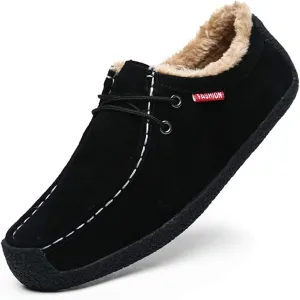 Asifn Men Slip On Moccasin Slippers Loafers Suede Indoor Outdoor Boat Shoes Casual Fuzzy Comfy Wool-blend Memory Foam