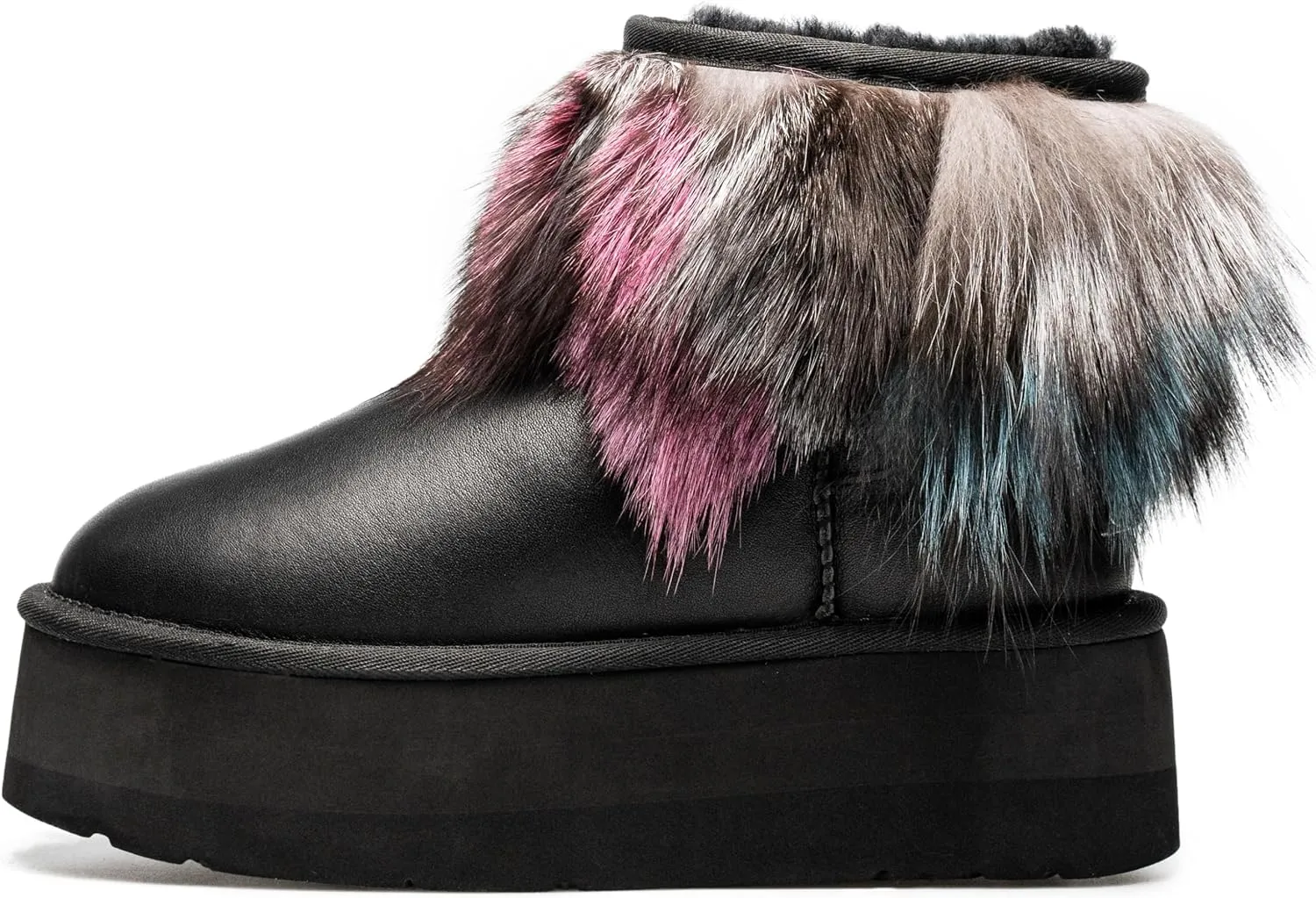 AU&MU Aumu Womens Short Winter Snow Boots Classic Thermal Fur Boot Furry Fluffy Warm