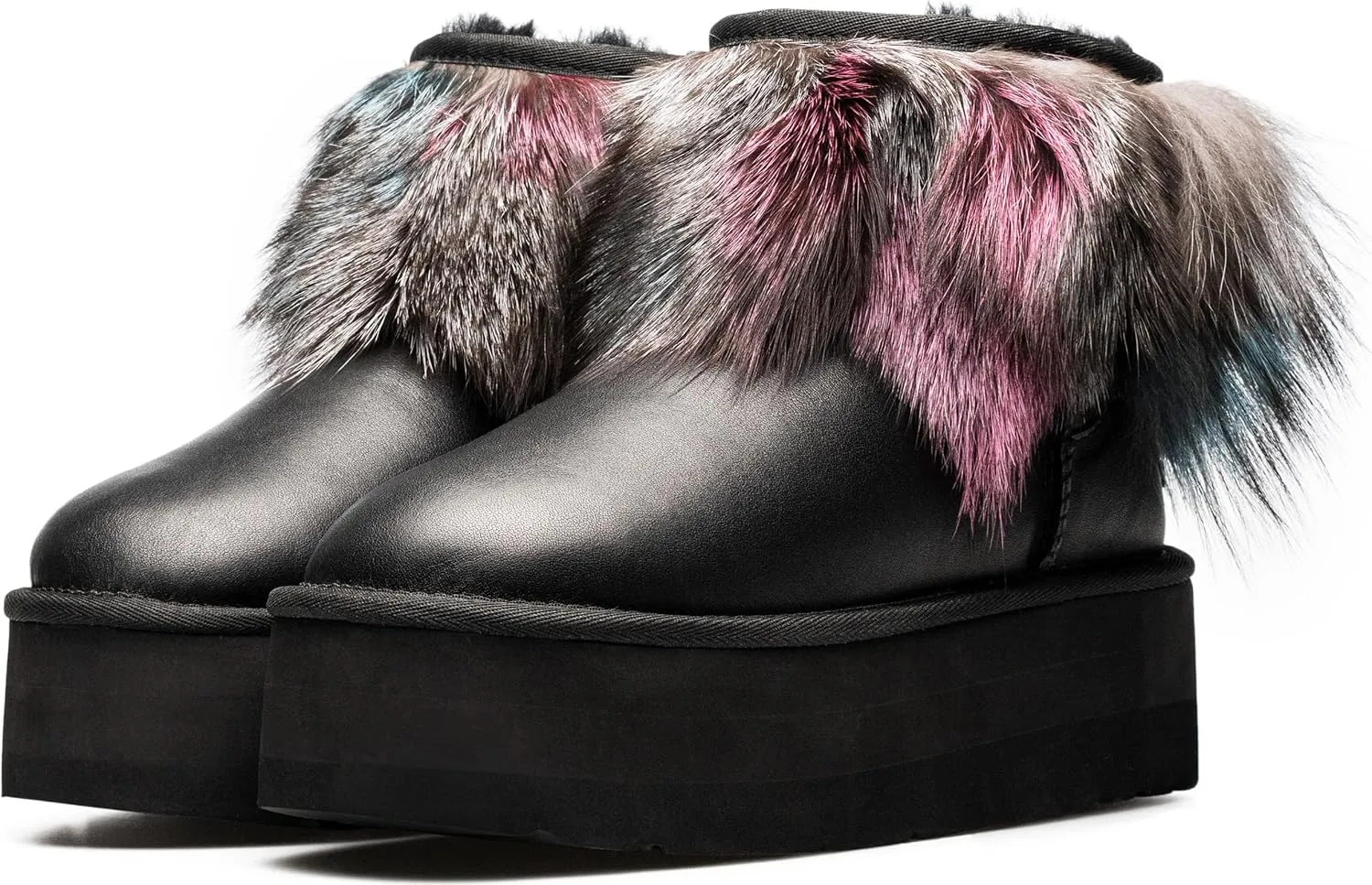 AU&MU Aumu Womens Short Winter Snow Boots Classic Thermal Fur Boot Furry Fluffy Warm