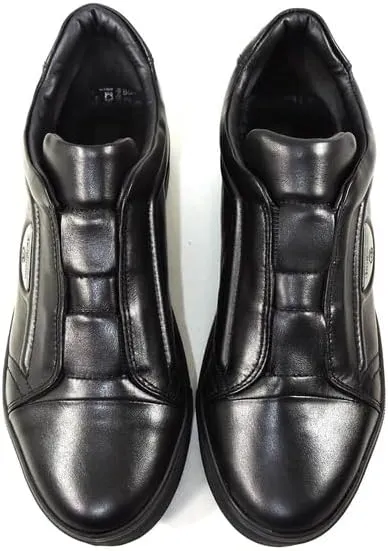 Baldinini Men's Black Leather Fashion Sneakers with Velcro Strap