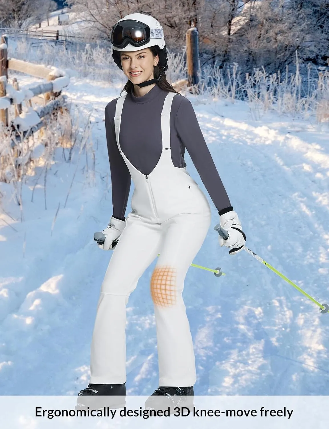 baleaf Women's Snow Bibs Pants Waterproof Insulated Ski Overalls Pants Snowboarding Winter Warm Snow Suit