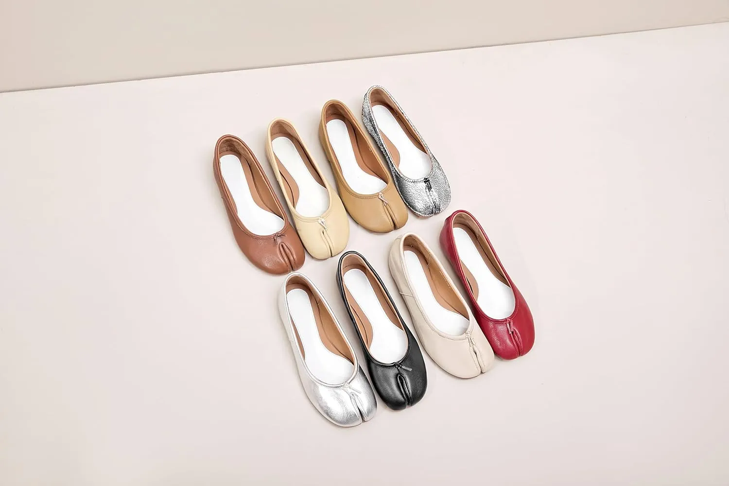 Ballet Flats Shoes for Women Fashion Split Toe Tabi Shoes Comfortable Bow Tie Leather Dressy Party Work Dress Shoes