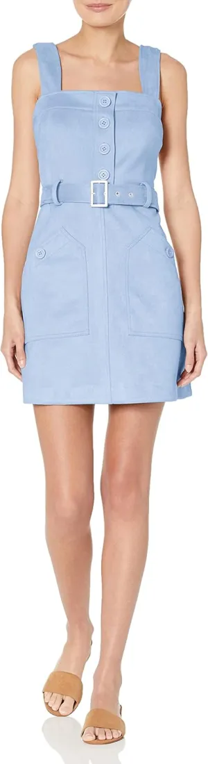 BCBGeneration Women's Sleeveless a Line Mini Dress Square Neck Removable Belt Pocket