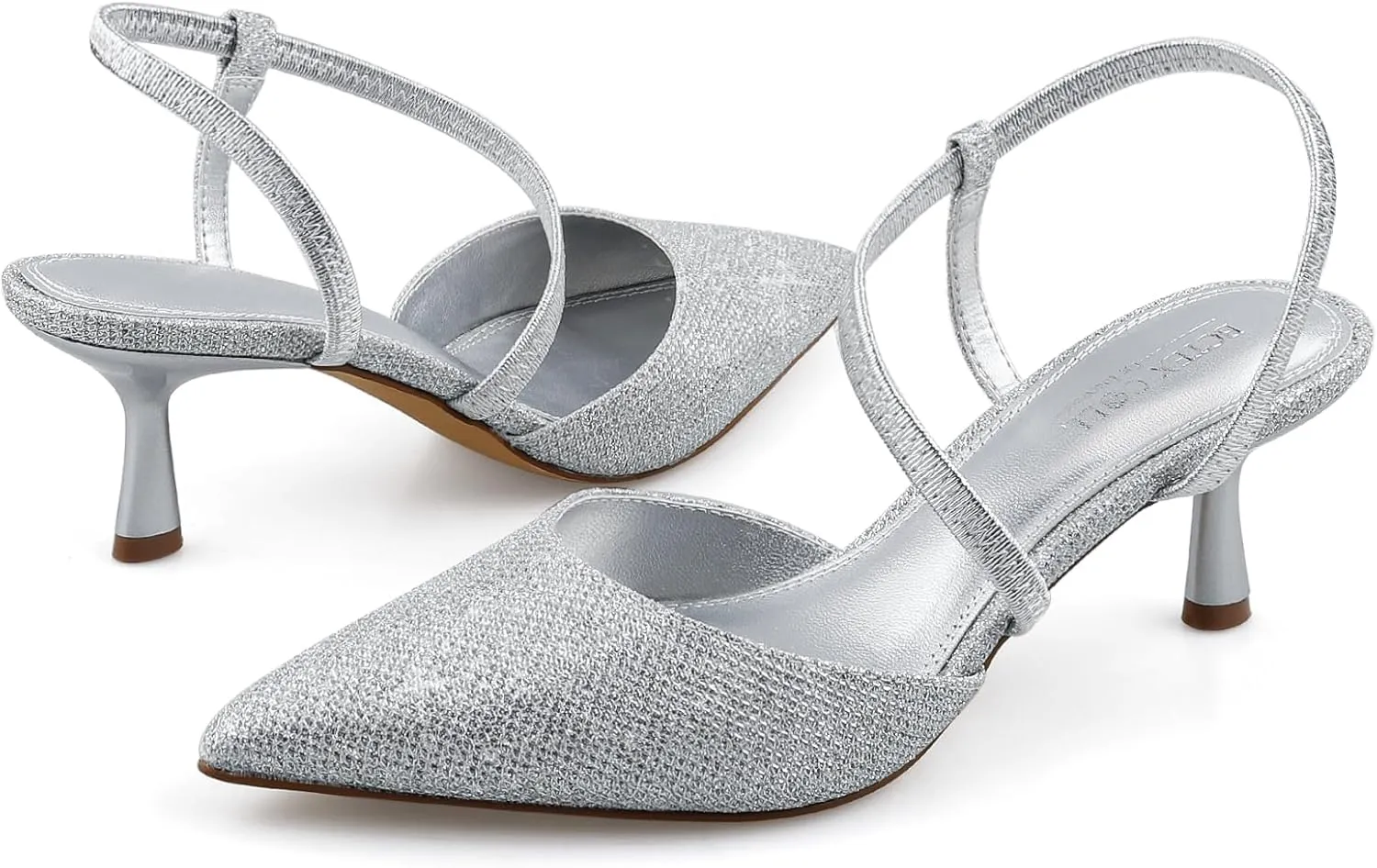 BCTEX COLL Women's Kitten Heel Slingback Closed Pointed Toe Low Stiletto Heels Comfortable Party Wedding Work Dressy Pumps Shoes