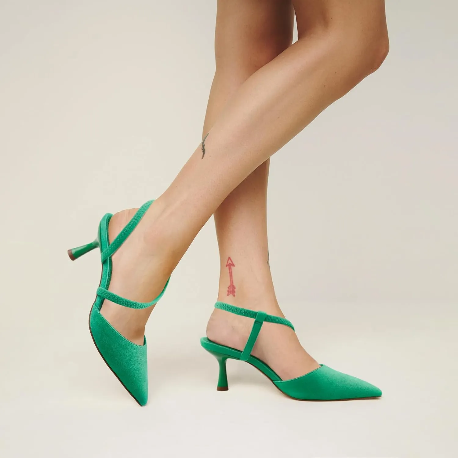 BCTEX COLL Women's Kitten Heel Slingback Closed Pointed Toe Low Stiletto Heels Comfortable Party Wedding Work Dressy Pumps Shoes