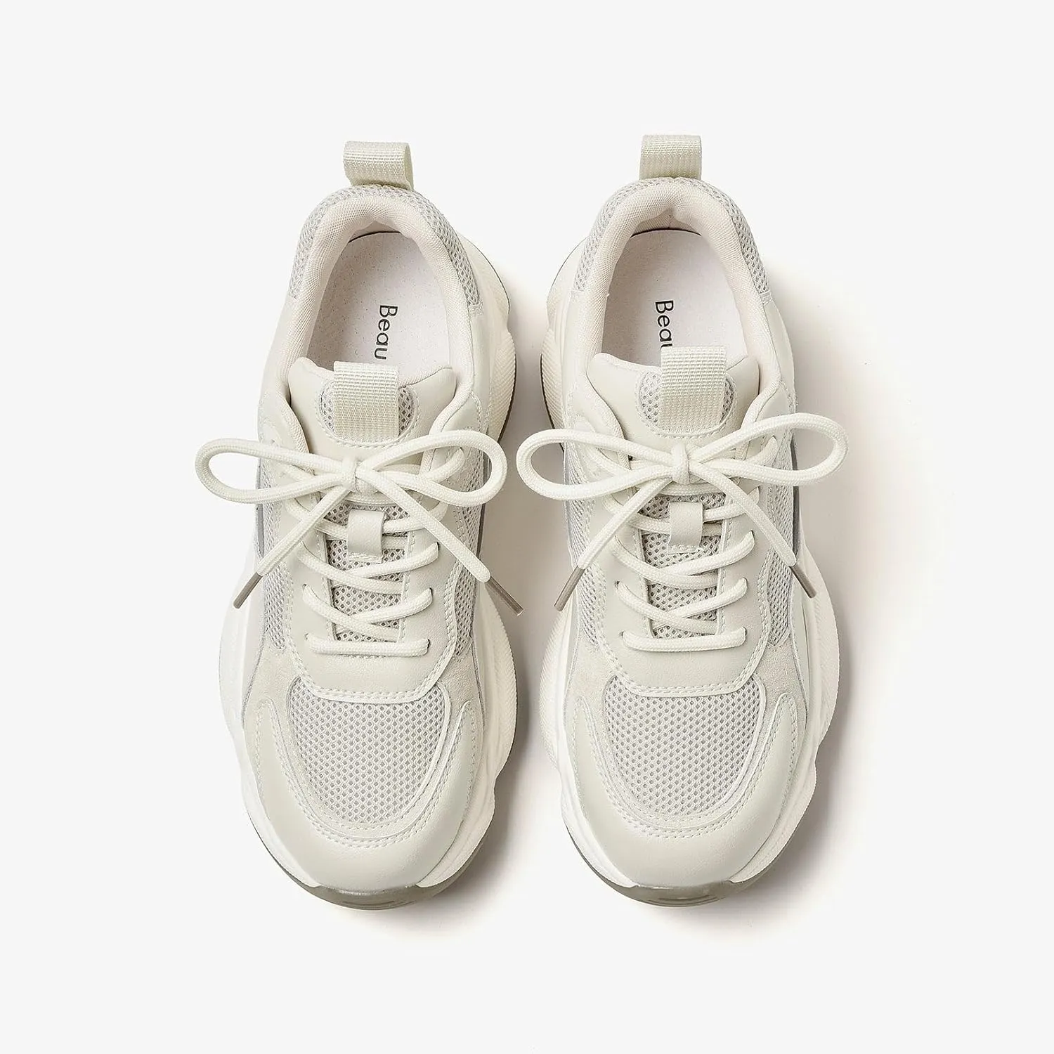 BEAU TODAY Chunky Sneakers for Women, Womens Fashion Sneakers, Lace Up Platform Comfortable Leather Casual Dad Shoes