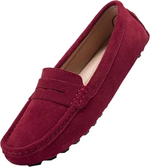 BEAUSEEN Women's Genuine Leather Penny Loafers Classic Driving Moccasins Casual Slip On Comfort Women Loafer Shoes