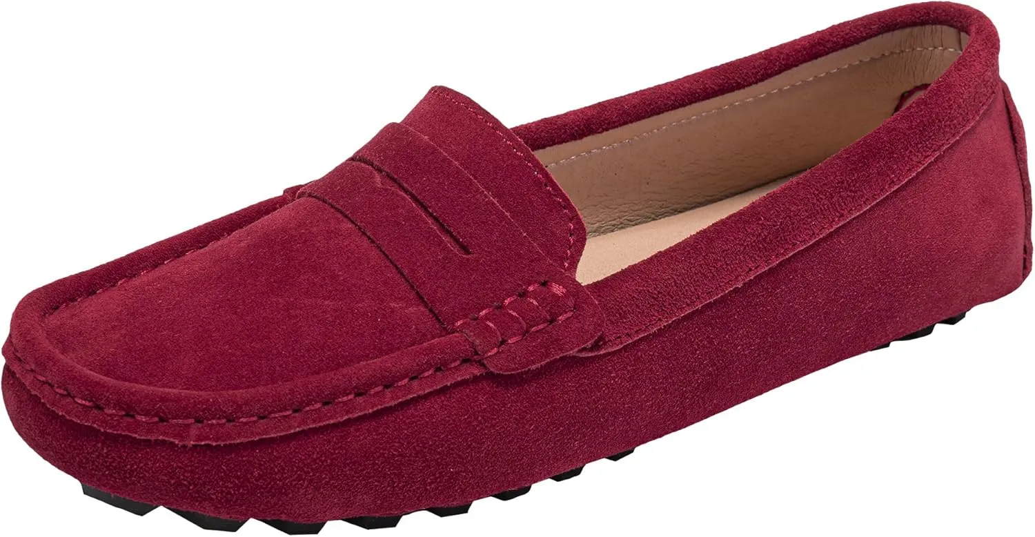 BEAUSEEN Women's Genuine Leather Penny Loafers Classic Driving Moccasins Casual Slip On Comfort Women Loafer Shoes