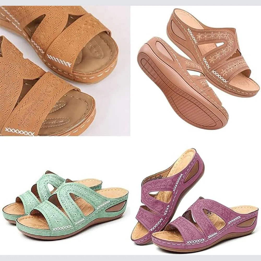 Blisscomfy Arch Support Wide Toe Box Open Toe Sandals,Damping Sole Upgradation Stretch Lightweight Sandals