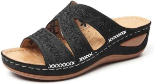 Blisscomfy Arch Support Wide Toe Box Open Toe Sandals,Damping Sole Upgradation Stretch Lightweight Sandals