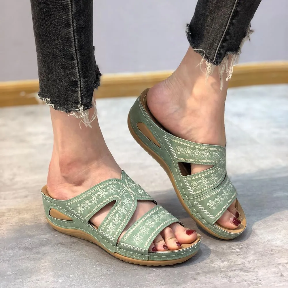 Blisscomfy Arch Support Wide Toe Box Open Toe Sandals,Damping Sole Upgradation Stretch Lightweight Sandals