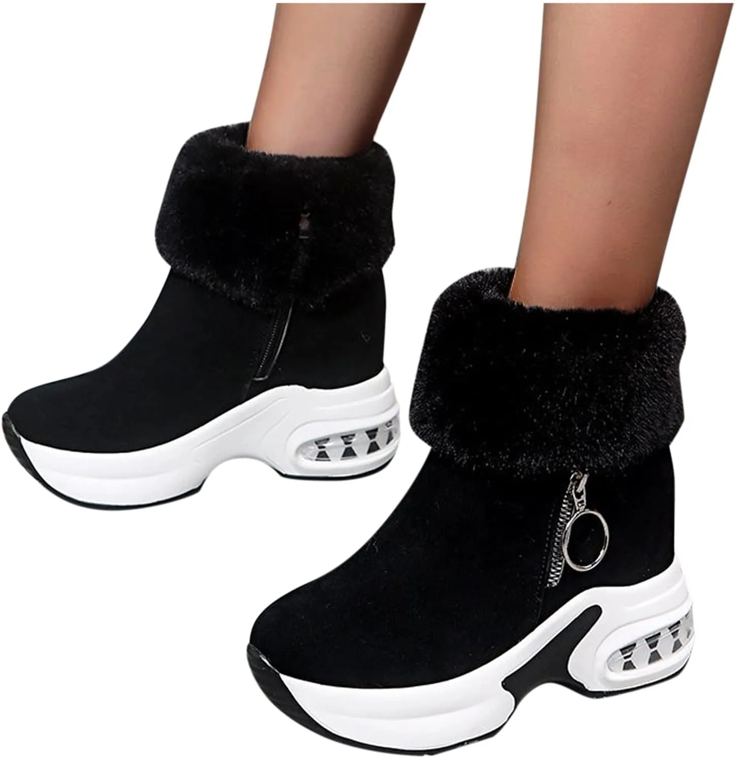 Boots Men Zipper Thermal Breathable Fashion Casual Women's Slip-on Shoes Wedges Boots women's boots Trendy Slippers
