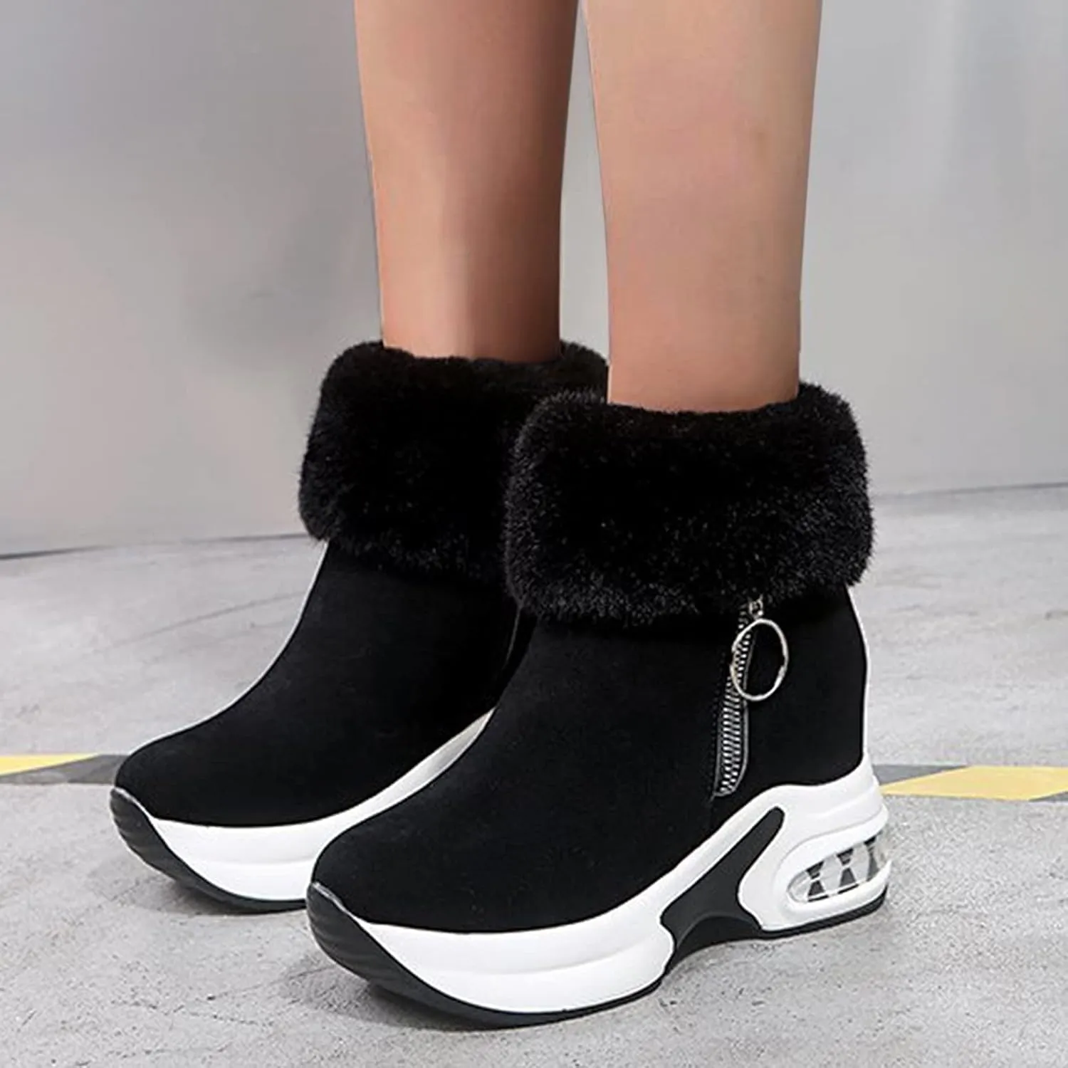 Boots Men Zipper Thermal Breathable Fashion Casual Women's Slip-on Shoes Wedges Boots women's boots Trendy Slippers