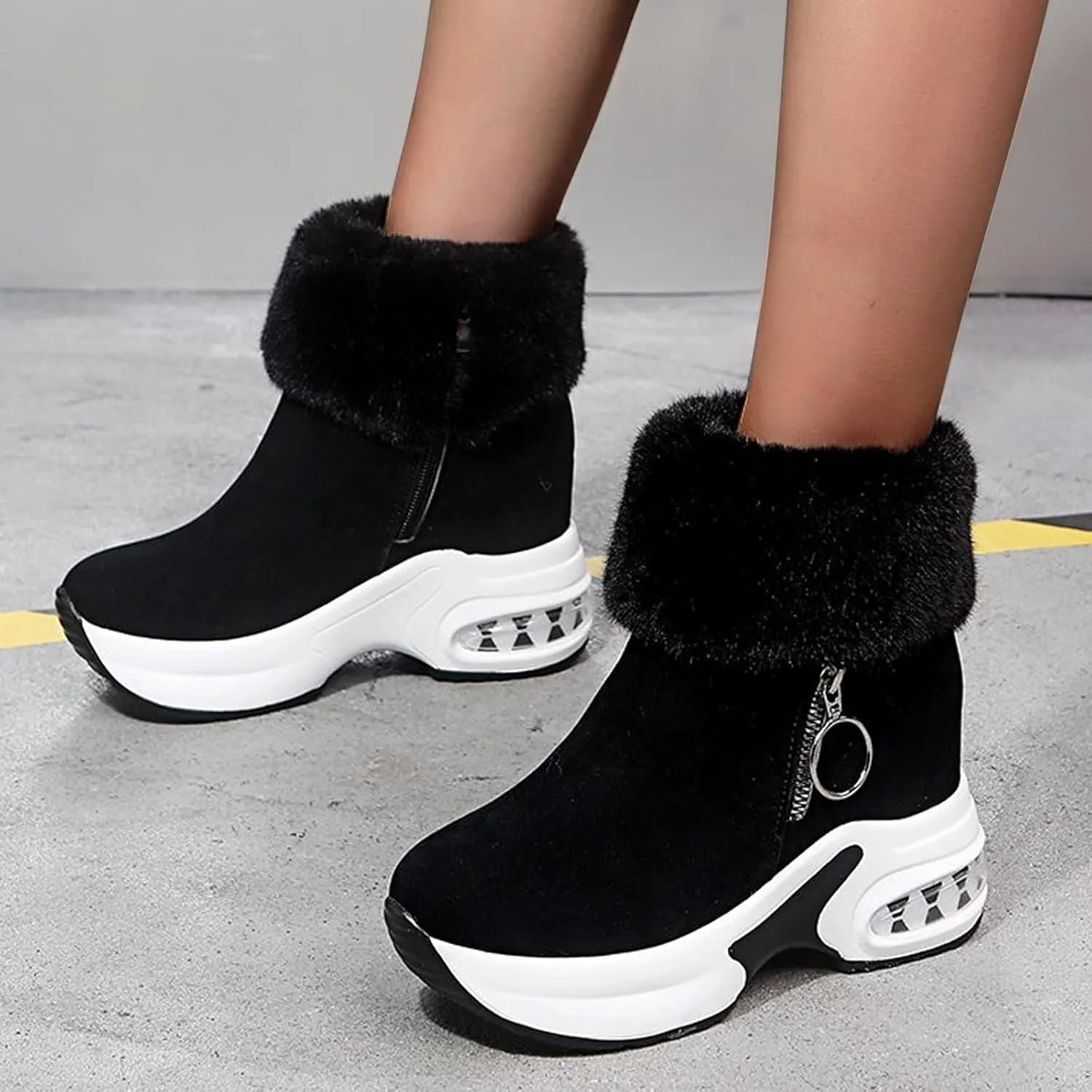 Boots Men Zipper Thermal Breathable Fashion Casual Women's Slip-on Shoes Wedges Boots women's boots Trendy Slippers