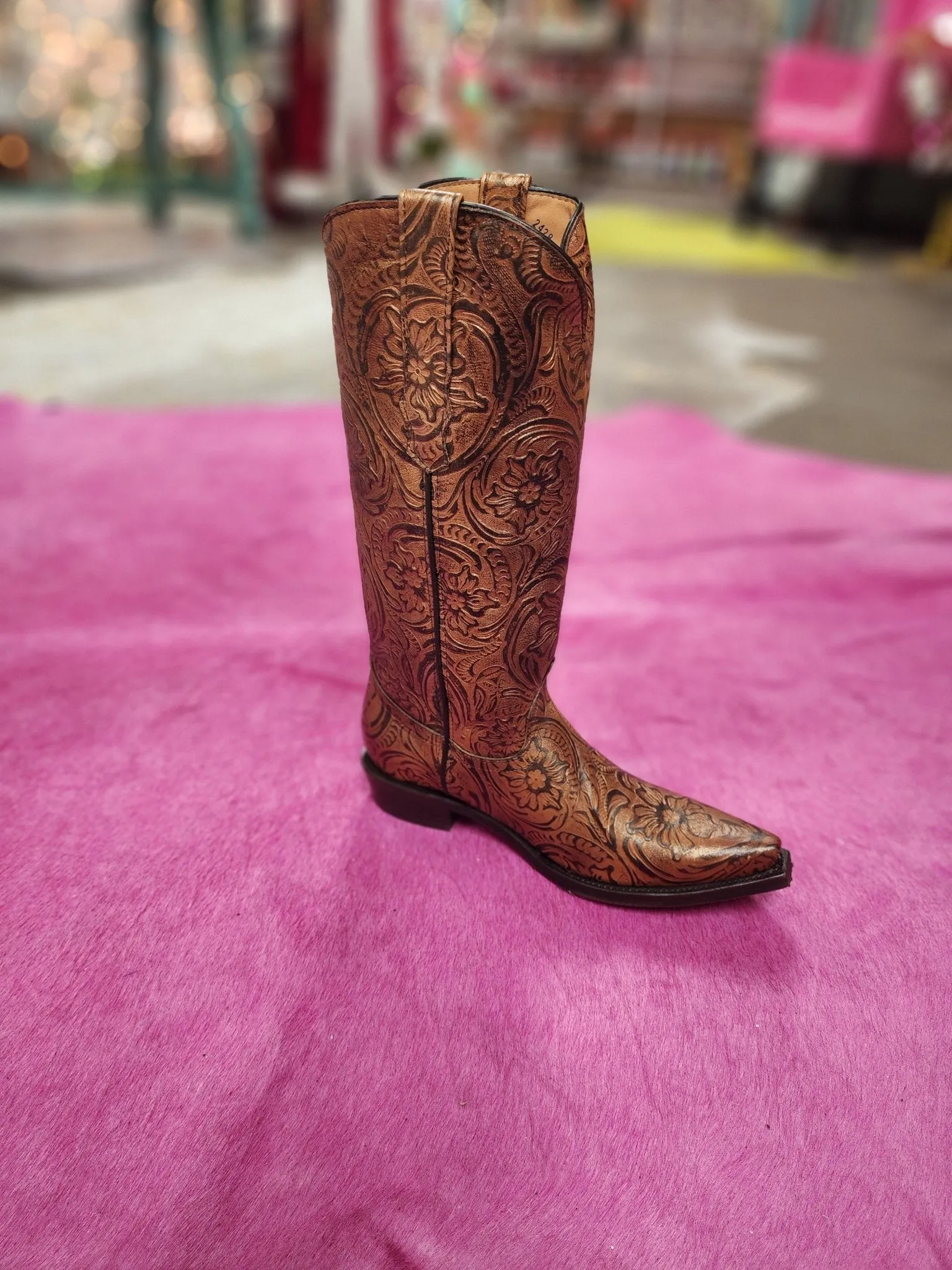 Brown Bellona Tooled Boots-Dingo