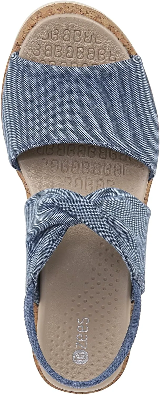 BZees Women's Remix Machine Washable Ankle Strap Wedge Sandal Slide