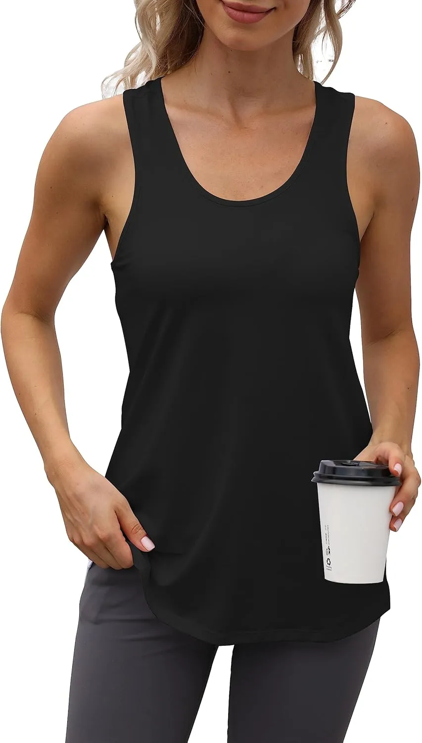 Cakulo Womens Workout Athletic Tank Tops Loose Gym Yoga Racerback Sleeveless Running Sports Shirts Tops