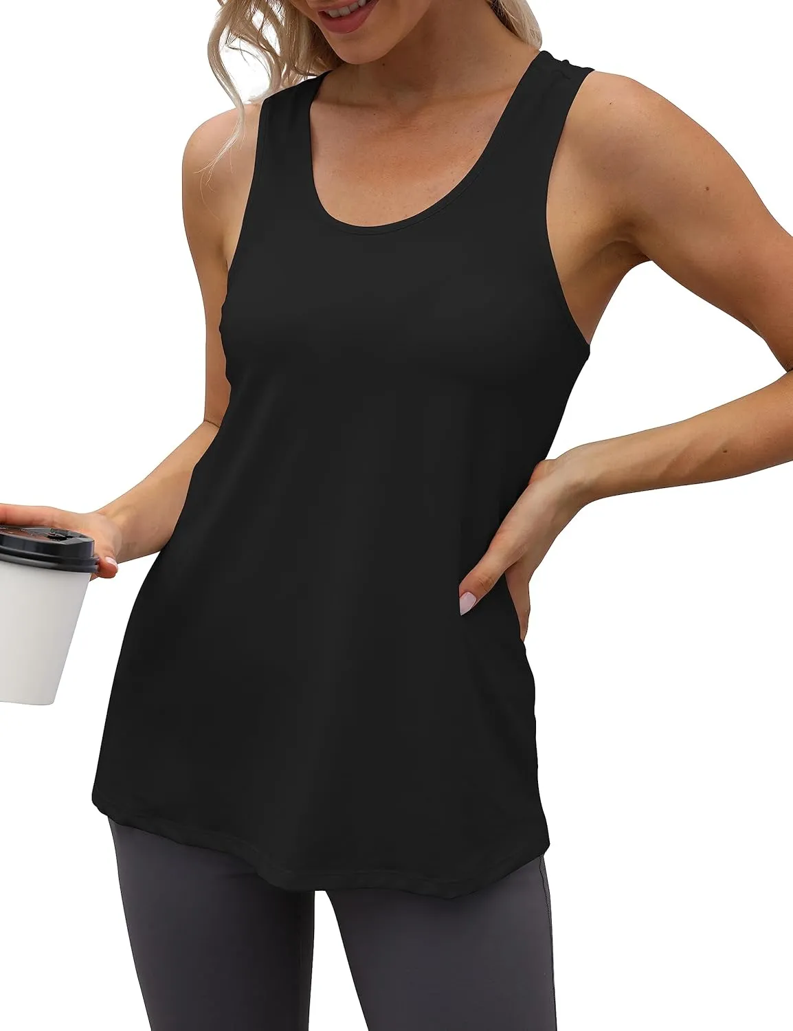 Cakulo Womens Workout Athletic Tank Tops Loose Gym Yoga Racerback Sleeveless Running Sports Shirts Tops