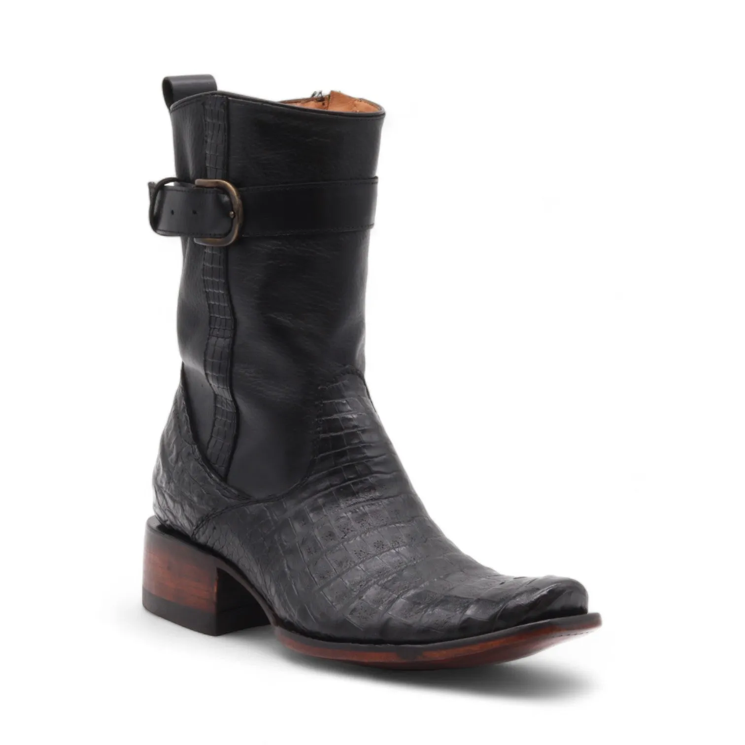 Caspian Men's Black Coco Exotic Leather Boots