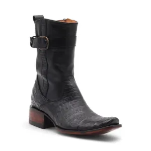 Caspian Men's Black Coco Exotic Leather Boots