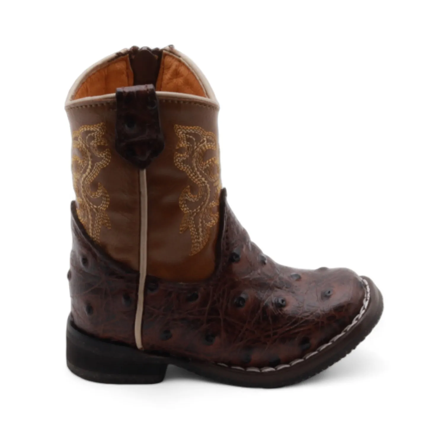 Cedric Baby's Brown Ostrich Print Leather Boots