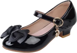 Children Single Shoes Fashion Leather Versatile Bow Single Shoes High Tops Glossy Reflective Youth Shoes