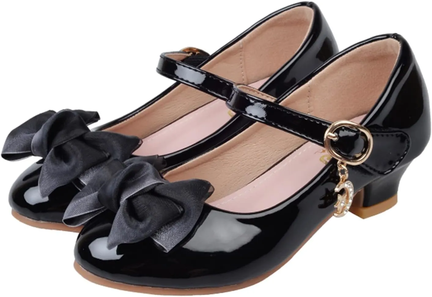 Children Single Shoes Fashion Leather Versatile Bow Single Shoes High Tops Glossy Reflective Youth Shoes