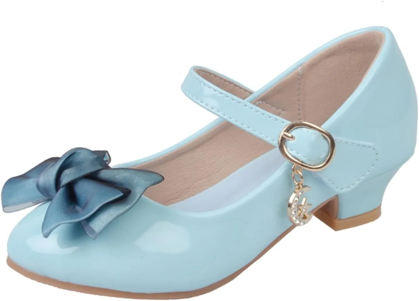 Children Single Shoes Fashion Leather Versatile Bow Single Shoes High Tops Glossy Reflective Youth Shoes