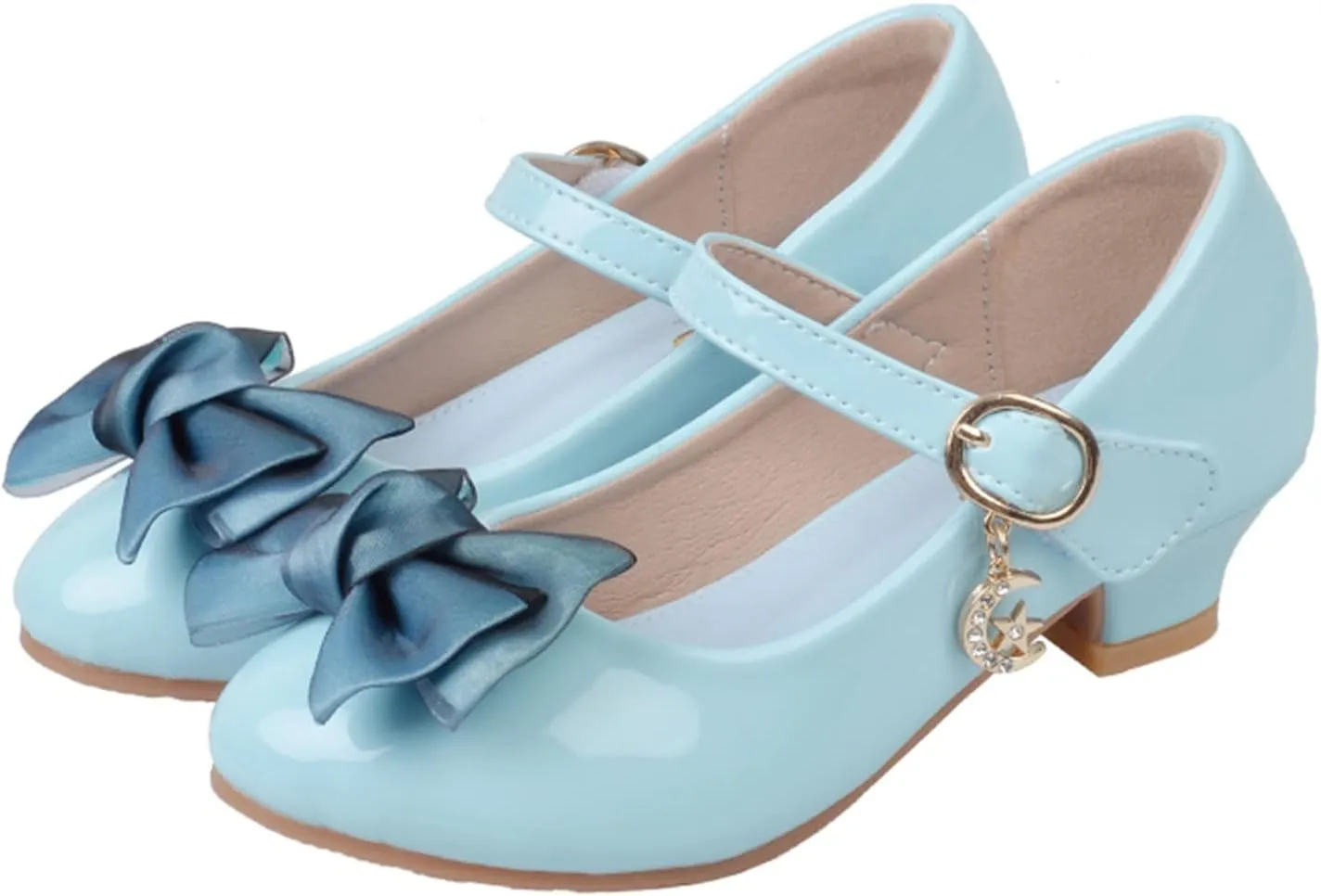 Children Single Shoes Fashion Leather Versatile Bow Single Shoes High Tops Glossy Reflective Youth Shoes