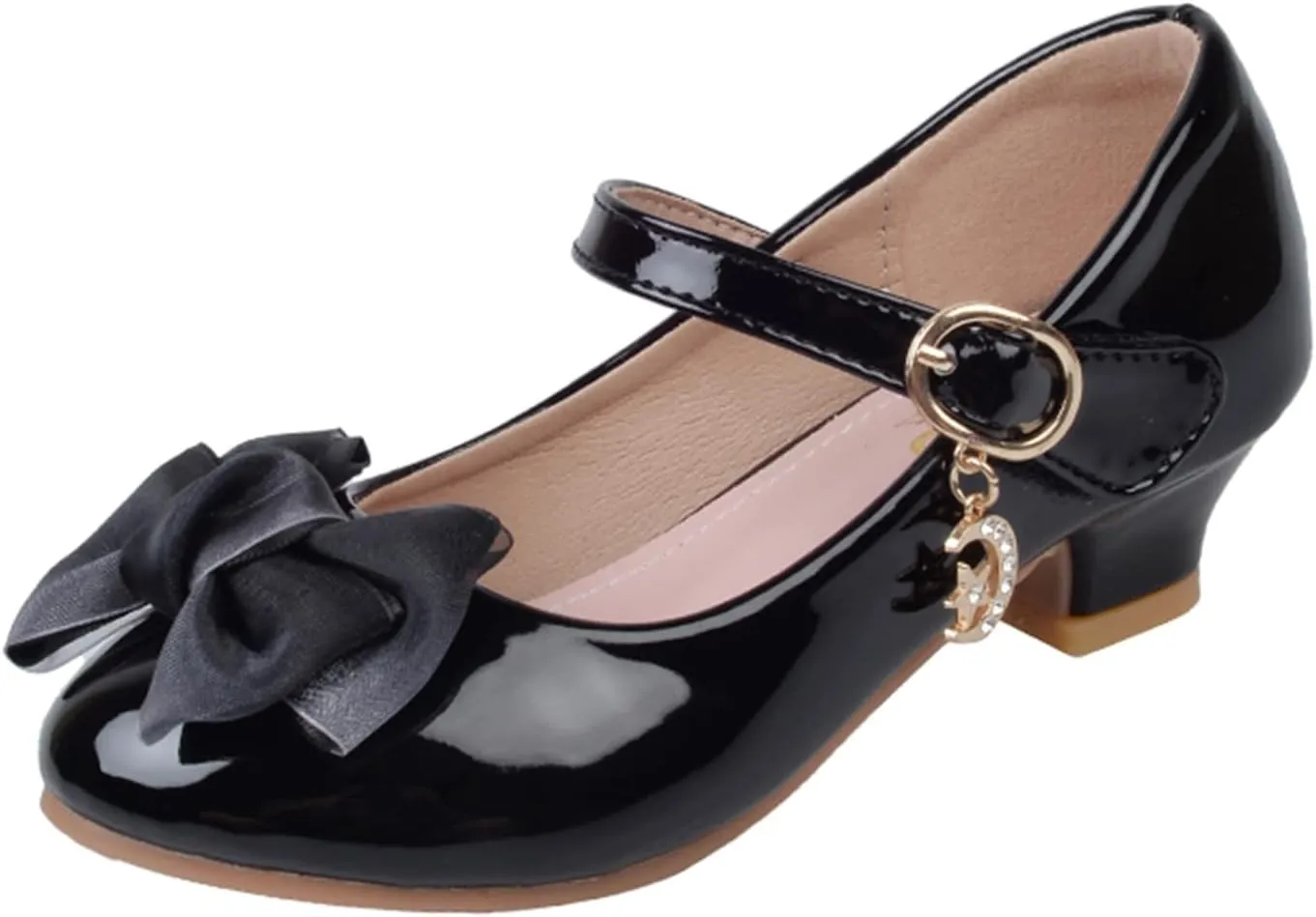 Children Single Shoes Fashion Leather Versatile Bow Single Shoes High Tops Glossy Reflective Youth Shoes